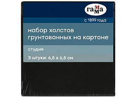 Набор холстов на картоне Гамма 28026565 "Студия", 3шт., 6,5*6,5см, цвет черный, 100% хлопок, 280г/м2, мелкое