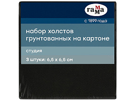 Набор холстов на картоне Гамма 28026565 "Студия", 3шт., 6,5*6,5см, цвет черный, 100% хлопок, 280г/м2, мелкое