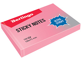 Блок самоклеящийся 75*100 Berlingo LSn_39503 "Ultra Sticky", 100л, пастель, розовый