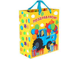 Упаковочная сумочка 23*27 9240292 Поздравляем! Синий трактор