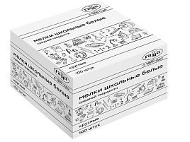 Набор мелков шк. 100шт. белый Гамма 280120212 средней твердости, круглые, картонная коробка