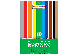 Цветная бумага 10л. 10цв. Hatber 10Бц4м_05930 "Creative Set", мелованная, в папке