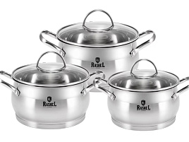 Набор кастрюль нержавейка 3пр (2,1+2,8+3,8л) Rashel R-207A/6325