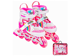 Роликовые коньки р-р 38-41 141V-672-6 розово-белый