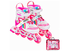 Роликовые коньки р-р 38-41 141V-672-6 розово-белый