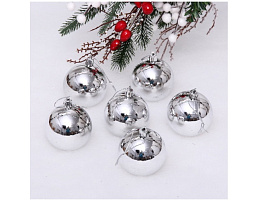 Шар 6см 201-1708 глянец серебро 1шт