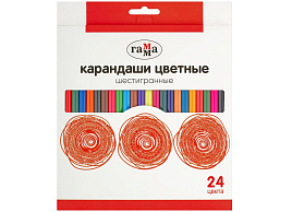 Карандаши цветные 24цв. Гамма 2001244_24 шестигранные, заточен., картон. упаковка, европодвес