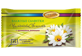 Влажные салфетки Вестар М 15шт.Освежающие Ромашка