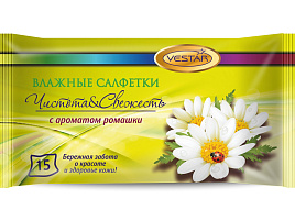 Влажные салфетки Вестар М 15шт.Освежающие Ромашка
