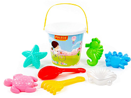 Песочный набор №603 62598 ведро, лопатка, грабельки, 5шт формочки