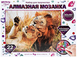 Алмазная мозаика 30*40 AM30X40-LEVIL Львы с подрамником