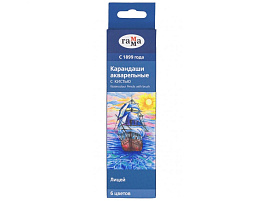 Карандаши цветные 6цв. Гамма 221118_01 акварельные "Лицей", шестигранные, заточен., с кистью, картон. упаковка, европодвес