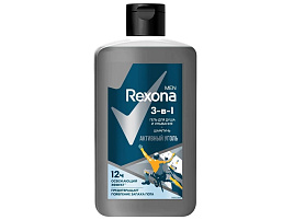 Гель для душа мужской Rexona 450мл 3в1 Активный уголь