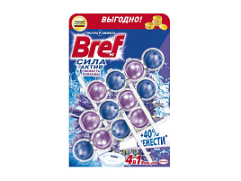 Блок для унитаза БРЕФ 3*50гр. Сила-актив Лаванда шарики 6277/6194
