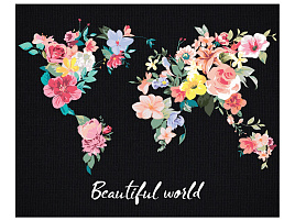 Набор для раскрашивания по номерам ТРИ СОВЫ КХп_48166 на черном холсте "Мир цветов", 40*50, c акриловыми красками и кистями