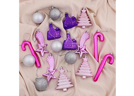 Набор новогодних украшений 4941983 Вечер чуда серебро сиреневый 18шт