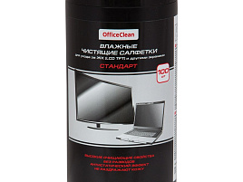 Салфетки чистящие OfficeClean 262495 "Стандарт" для ЖК и других экранов, в тубе, 100шт.