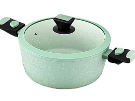 Кастрюля литой алюминий 4л 130052/8728 Зеленый мрамор