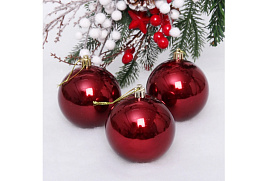 Набор шаров 8см 201-1757 глянец темный рубин 3шт