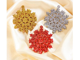 Подвеска пластик Снежинка 2372114 Пышная набор 3шт