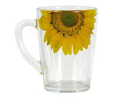 Кружка стекло 300мл 334-Д Подсолнух