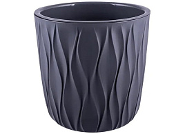 Кашпо цветочное 2,3л Desert 86405/8640/4052 серое с дренажной вставкой
