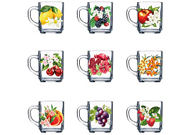 Кружка стекло 200мл 07с1335 Цветы и фрукты