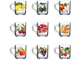 Кружка стекло 200мл 07с1335 Цветы и фрукты