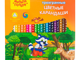 Карандаши цветные 24цв. Мульти-Пульти CP_20541 "Енот-следопыт", трехгр., рисунок на корпусе, заточен.,картон