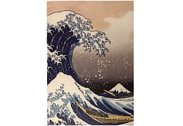 Записная книжка 24л. 1100088 "Hokusai", А5, сшивка 90г/м2, золотое тиснение,тонированный блок в клетку