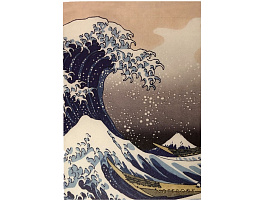 Записная книжка 24л. 1100088 "Hokusai", А5, сшивка 90г/м2, золотое тиснение,тонированный блок в клетку