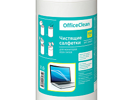 Салфетки чистящие OfficeClean 248261 для мониторов всех типов, в тубе, 100шт.