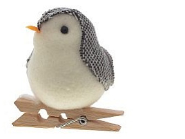 Подвеска текстиль Птичка на клипсе 6см 633354