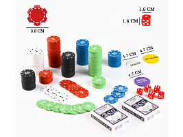 Набор для игры в "Покер" 9911694 (300 фишек, 2 колоды карт, 5 кубиков), коробка