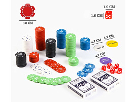 Набор для игры в "Покер" 9911694 (300 фишек, 2 колоды карт, 5 кубиков), коробка