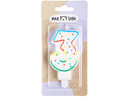 Свеча-цифра "3" MESHU MS_32381 с держателем 8,5см, блистер