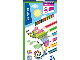 Карандаши цветные 24цв. Berlingo SS03924 с двухцветным грифелем "SuperSoft. 2 in 1", 12шт., 24цв., картон., европодвес