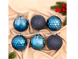 Набор шаров 8см 4942093 Борра ассорти синий 6шт