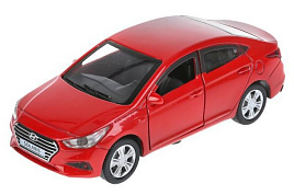 Машина металлическая SOLARIS2-12-RD HYUNDAI SOLARIS длина 12 см, двер, багаж, инерц, красный, кор.