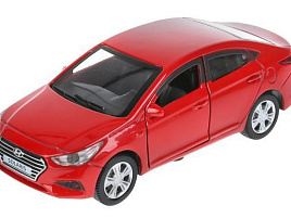 Машина металлическая SOLARIS2-12-RD HYUNDAI SOLARIS длина 12 см, двер, багаж, инерц, красный, кор.