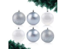 Набор шаров 8см S0729 серебро 6шт