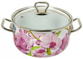 Кастрюля эмаль 1,5л 15116/2519 Орхидея
