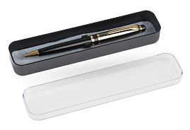 Ручка Luxor 2897 "Futura" синяя, 0,7 мм, корпус черный/золото, поворотный механизм, футляр