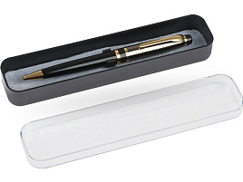 Ручка Luxor 2897 "Futura" синяя, 0,7 мм, корпус черный/золото, поворотный механизм, футляр