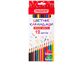 Карандаши цветные 12цв. ПИФАГОР 182048 "КЛАССИК" шестигранные