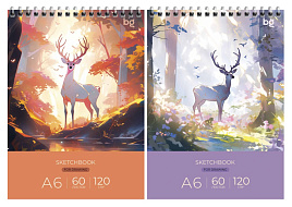 Скетчбук BG СА560гр_61990 "Сказочный олень", 60л., А6 на гребне, глянцевая ламинация, 120г/м2