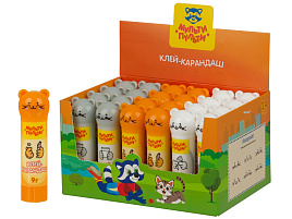 Клей-карандаш 9г. Мульти-Пульти GS_66454 "Котики", фигурный колпачок, ПВП, дисплей бокс, ассорти