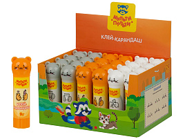 Клей-карандаш 9г. Мульти-Пульти GS_66454 "Котики", фигурный колпачок, ПВП, дисплей бокс, ассорти