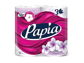 Туалетная бумага Papia 4шт.3-х сл.Таинственный сад 1133