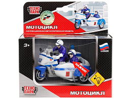 Машина металлическая CT-1247-2 мотоцил с люлькой МИЛИЦИЯ, 9,5 см, инерц., кор.